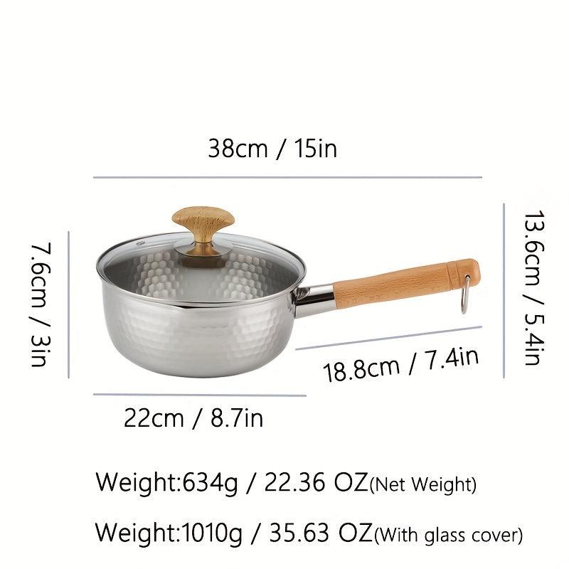 1pc Stainless Steel Saucepan Beech Handle Thickened Version Kitchen Utensils