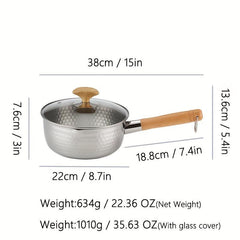 1pc Stainless Steel Saucepan Beech Handle Thickened Version Kitchen Utensils