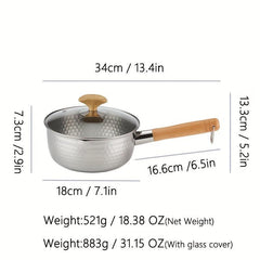 1pc Stainless Steel Saucepan Beech Handle Thickened Version Kitchen Utensils