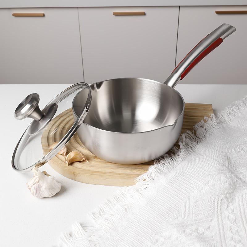 1pc Stainless Steel Saucepan with Glass Cover