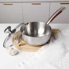 1pc Stainless Steel Saucepan with Glass Cover