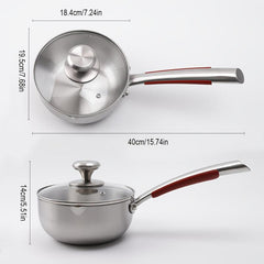 1pc Stainless Steel Saucepan with Glass Cover