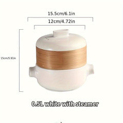Japanese Style Steamer Casserole with Bamboo Basket Soup Pot