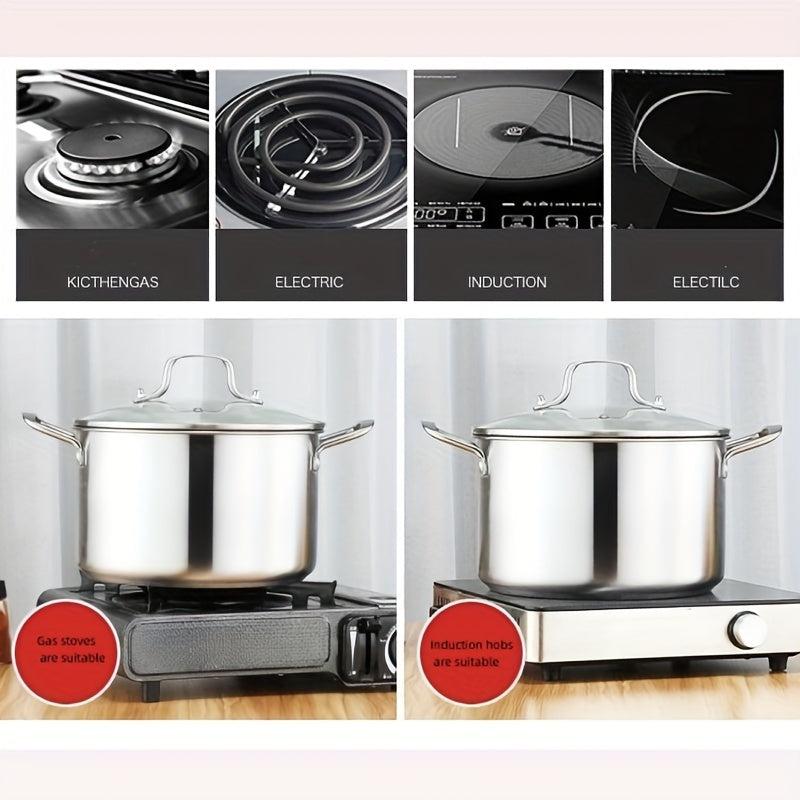 1pc SS Saucepan Pot w/ Glass Cover Braisers Cookware Kitchen Supplies