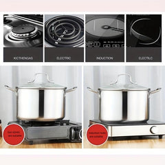 1pc SS Saucepan Pot w/ Glass Cover Braisers Cookware Kitchen Supplies