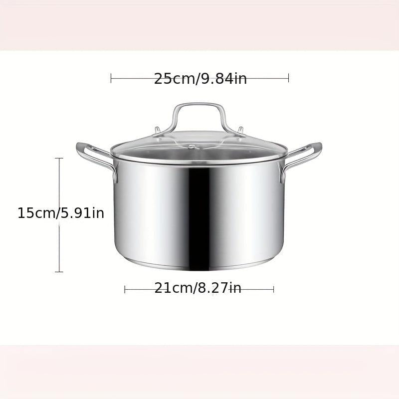 1pc SS Saucepan Pot w/ Glass Cover Braisers Cookware Kitchen Supplies