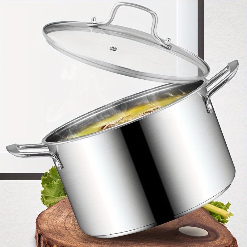 1pc SS Saucepan Pot w/ Glass Cover Braisers Cookware Kitchen Supplies