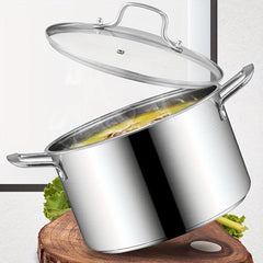 1pc SS Saucepan Pot w/ Glass Cover Braisers Cookware Kitchen Supplies