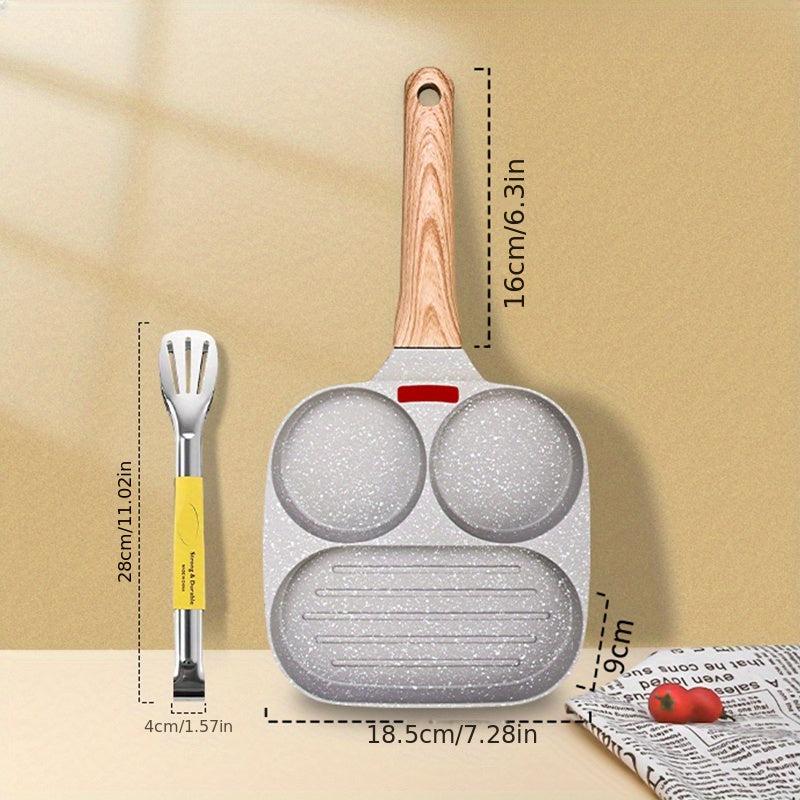 1pc Square Frying Pan 18 Alloy Steel 3 Section Pancake Pan