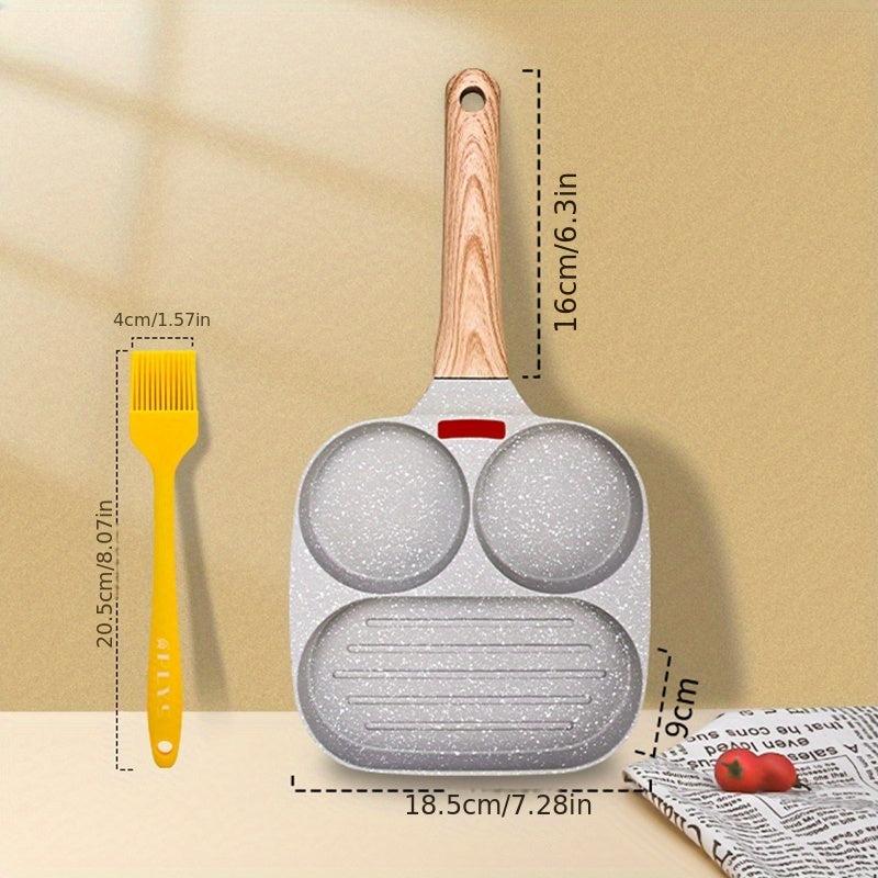 1pc Square Frying Pan 18 Alloy Steel 3 Section Pancake Pan