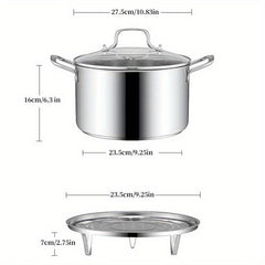 1pc Stainless Steel Soup Steamer Large Capacity for Electromagnetic Stove