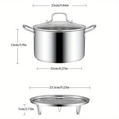1pc Stainless Steel Soup Steamer Large Capacity for Electromagnetic Stove
