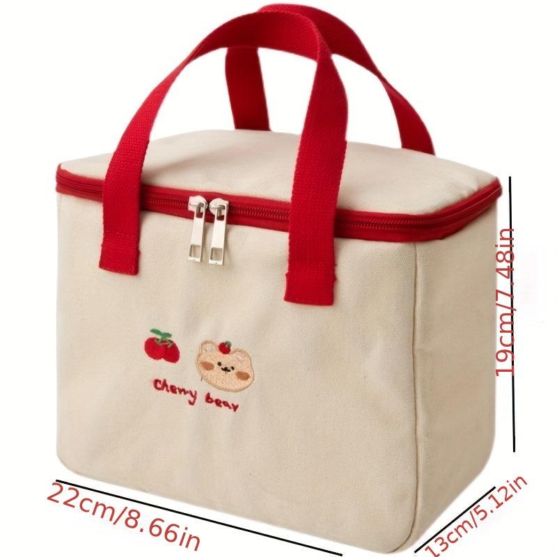 Insulated Canvas Cooler Handbag Aluminium Foil Thermal Food Box