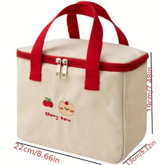 Insulated Canvas Cooler Handbag Aluminium Foil Thermal Food Box