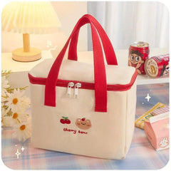 Insulated Canvas Cooler Handbag Aluminium Foil Thermal Food Box