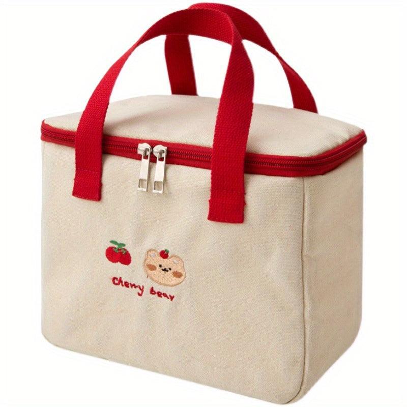Insulated Canvas Cooler Handbag Aluminium Foil Thermal Food Box
