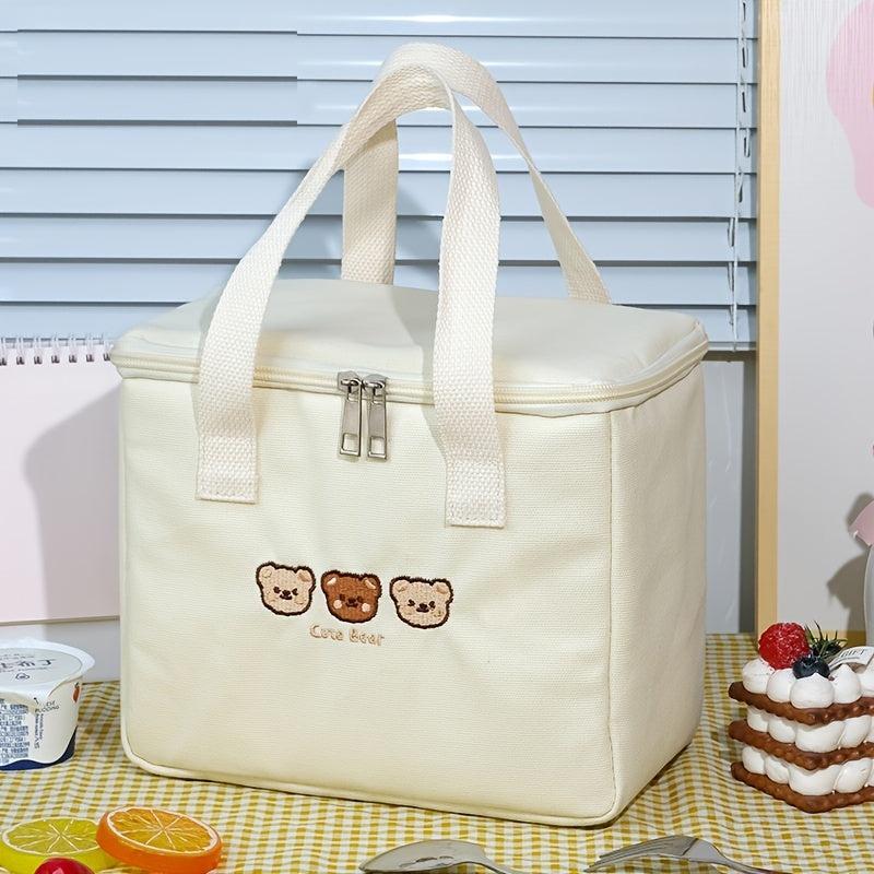 Insulated Canvas Cooler Handbag Aluminium Foil Thermal Food Box