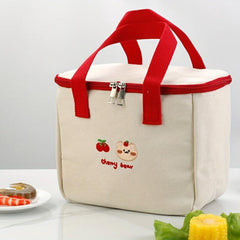 Insulated Canvas Cooler Handbag Aluminium Foil Thermal Food Box