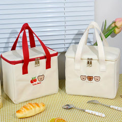 Insulated Canvas Cooler Handbag Aluminium Foil Thermal Food Box