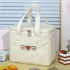 Insulated Canvas Cooler Handbag Aluminium Foil Thermal Food Box