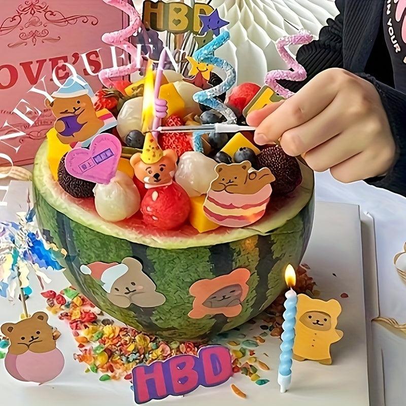 16pcs Bear Cake Toppers Birthday Party Cupcake Decoration