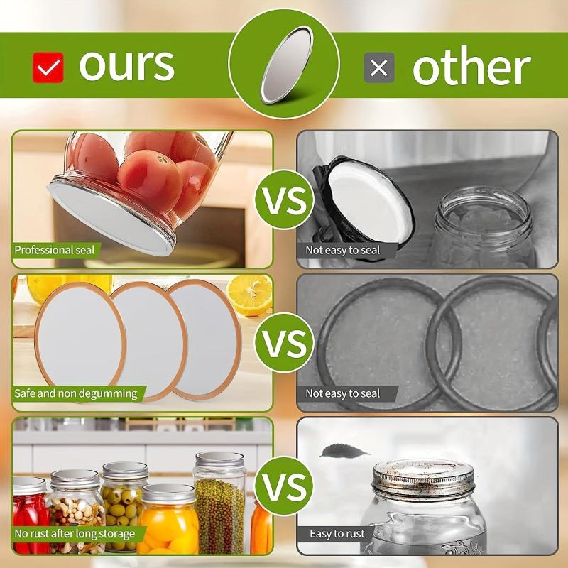 100pcs Regular Mouth Mason Jar Lids Aluminum Split type Leak Proof Secure