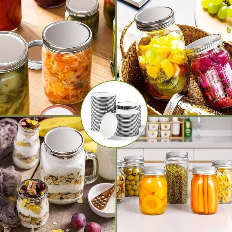 100pcs Regular Mouth Mason Jar Lids Aluminum Split type Leak Proof Secure