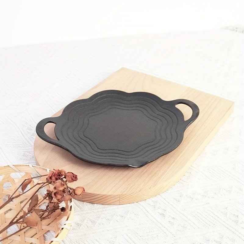 Pre Seasoned Round Cast Iron Grill Pan for BBQ and Camping