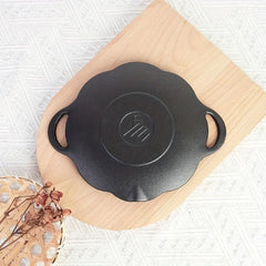 Pre Seasoned Round Cast Iron Grill Pan for BBQ and Camping