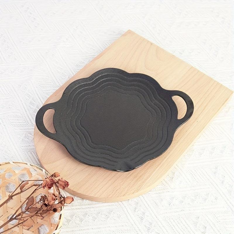 Pre Seasoned Round Cast Iron Grill Pan for BBQ and Camping