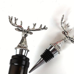 Christmas Deer Head Wine Bottle Stopper Silvery Metal Sealing
