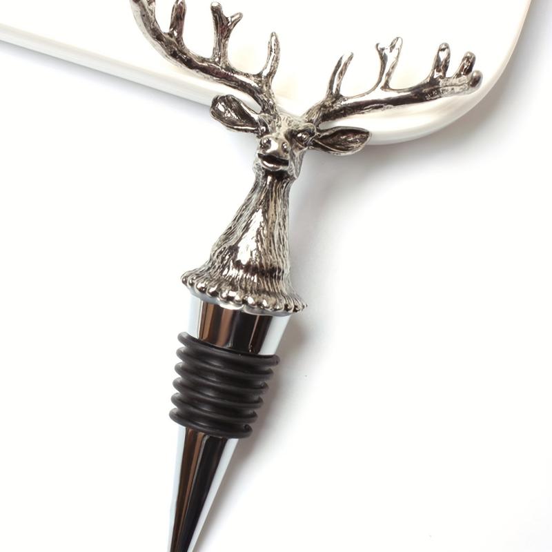 Christmas Deer Head Wine Bottle Stopper Silvery Metal Sealing
