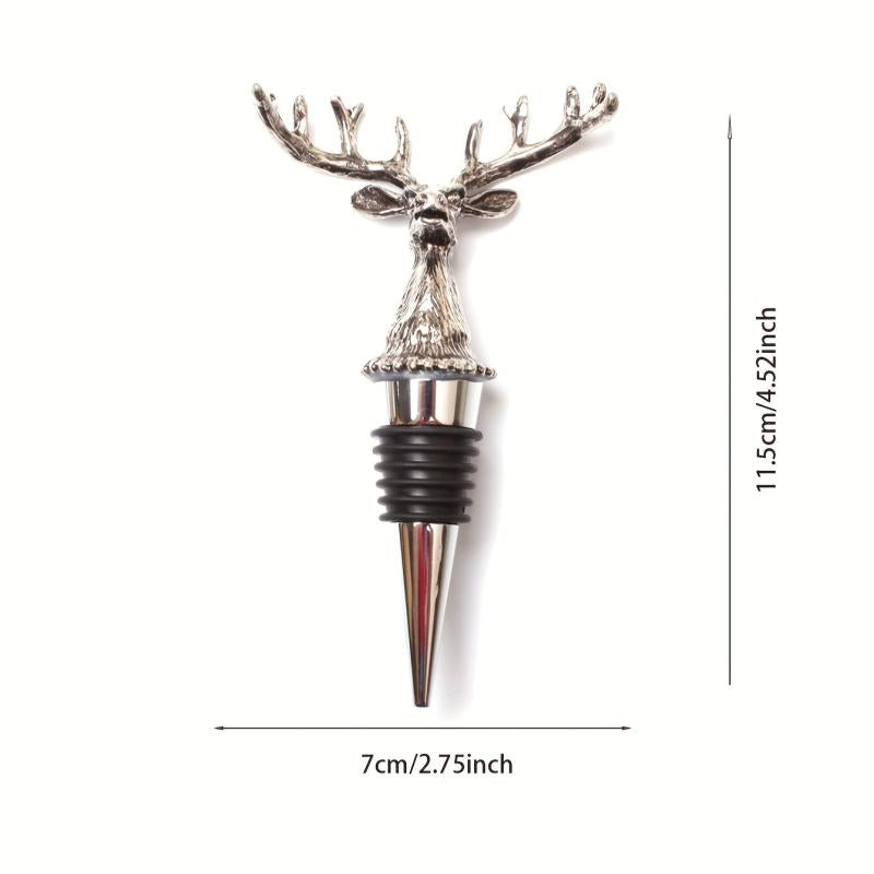 Christmas Deer Head Wine Bottle Stopper Silvery Metal Sealing
