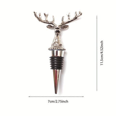 Christmas Deer Head Wine Bottle Stopper Silvery Metal Sealing