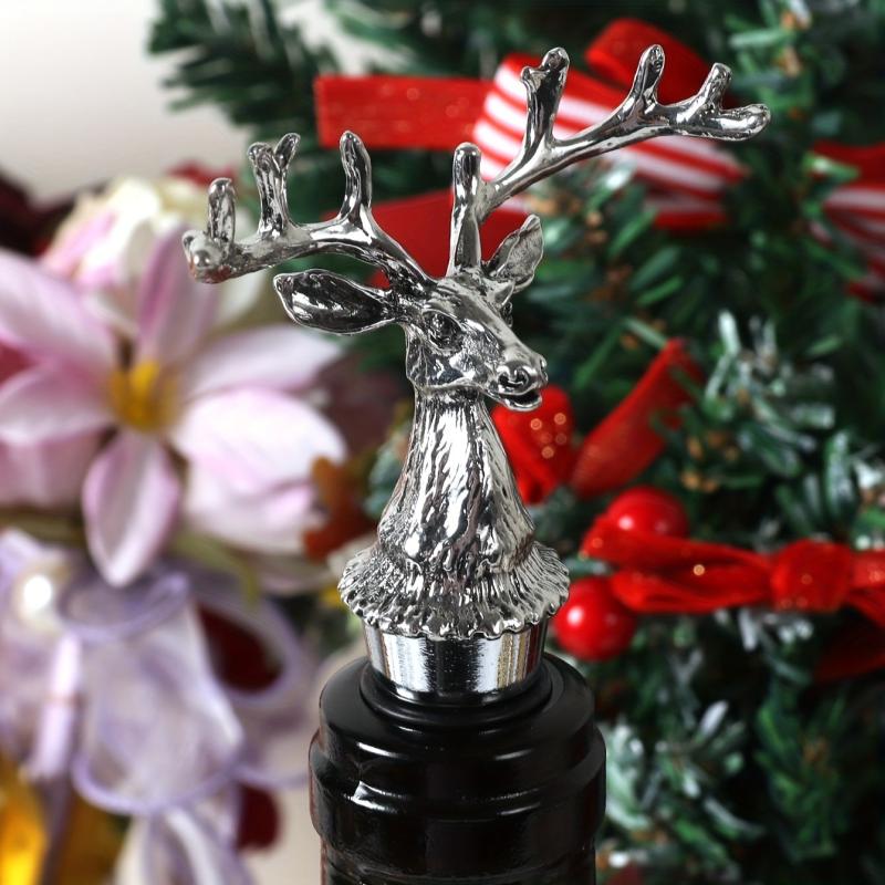 Christmas Deer Head Wine Bottle Stopper Silvery Metal Sealing