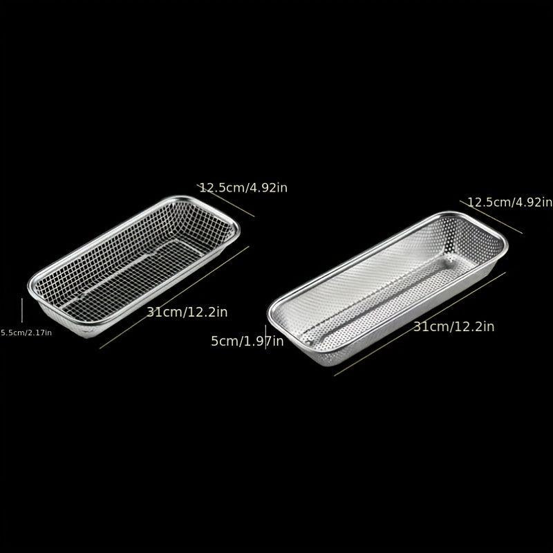 Stainless Steel Cutlery Basket - Square Mesh Fruit Vegetable Drain Basket