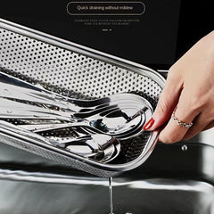 Stainless Steel Cutlery Basket - Square Mesh Fruit Vegetable Drain Basket