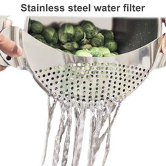Stainless Steel Pot Strainer Hand Held Pot Drainer Fruit Washing Filter