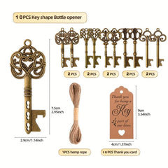 10PCS Vintage Bronze Skeleton Key Bottle Openers Wedding Favors