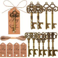 10PCS Vintage Bronze Skeleton Key Bottle Openers Wedding Favors