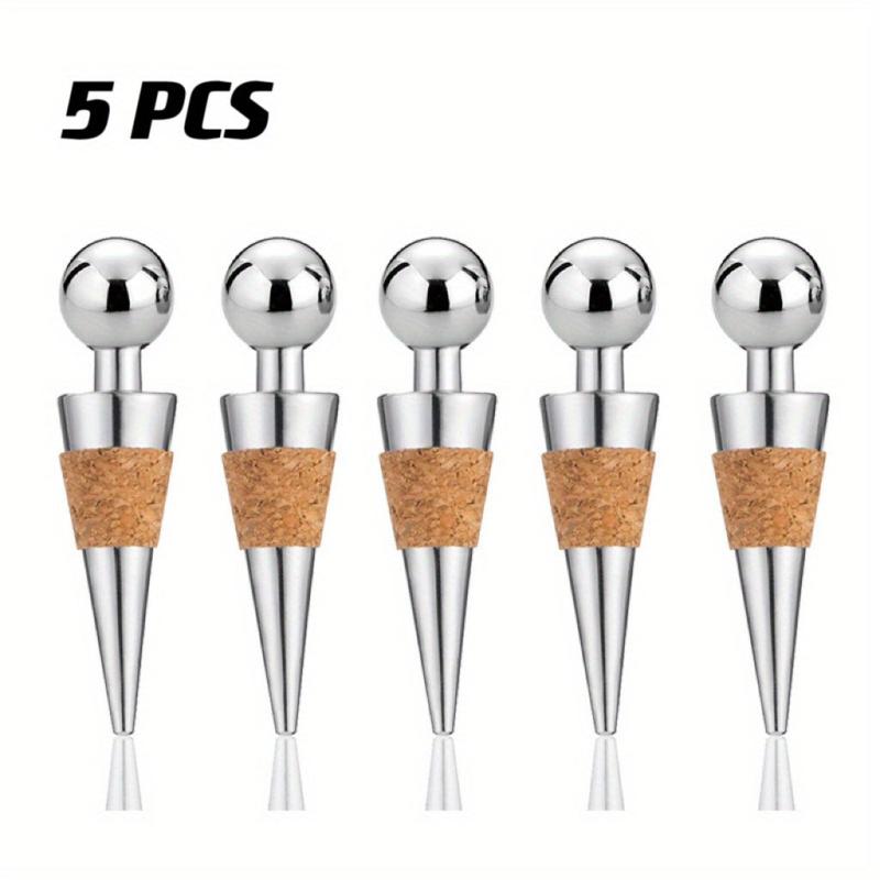 5pcs Wine Stopper Stainless Steel Red Wine Stopper Bottle Cork