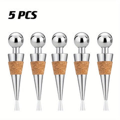 5pcs Wine Stopper Stainless Steel Red Wine Stopper Bottle Cork