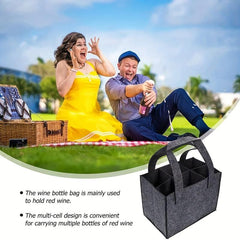6 Bottles Wine Bag Felt Storage Tote Portable Travel Gift Organizer