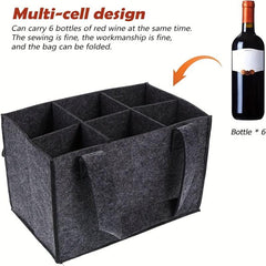 6 Bottles Wine Bag Felt Storage Tote Portable Travel Gift Organizer