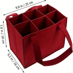 6 Bottles Wine Bag Felt Storage Tote Portable Travel Gift Organizer