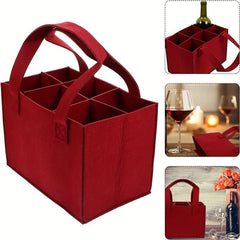 6 Bottles Wine Bag Felt Storage Tote Portable Travel Gift Organizer