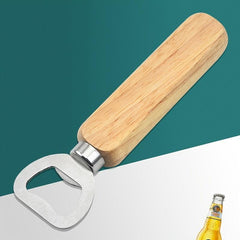Portable Wooden Handle Beer Bottle Opener Oak and Stainless Steel Material
