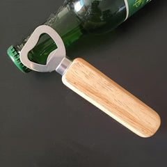 Portable Wooden Handle Beer Bottle Opener Oak and Stainless Steel Material