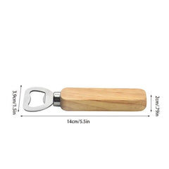 Portable Wooden Handle Beer Bottle Opener Oak and Stainless Steel Material