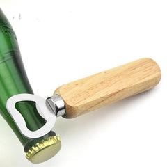 Portable Wooden Handle Beer Bottle Opener Oak and Stainless Steel Material